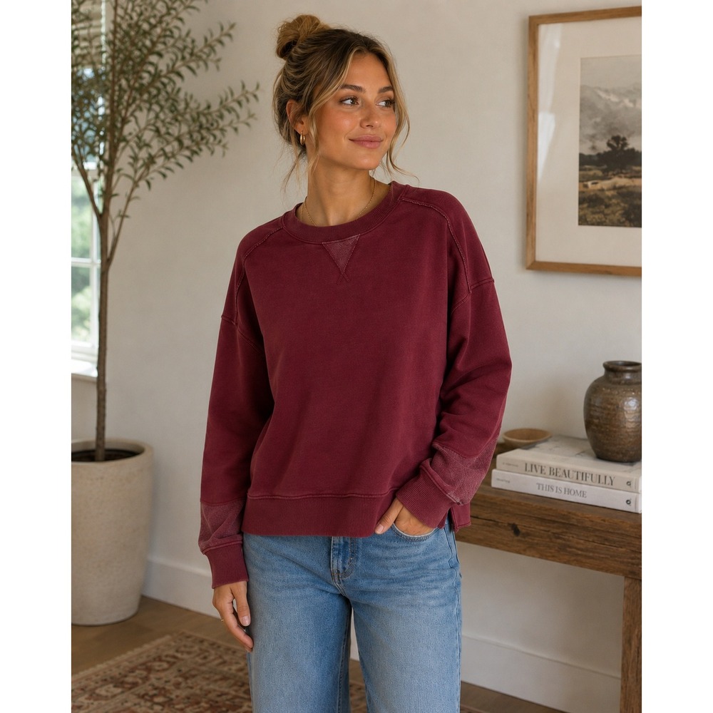 Aerie Sweatshirt Womens Medium Red Oversized Loungewear Gorpcore